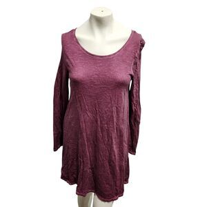 Billabong Open Back Dress Maroon Long Sleeve Boho Mini Womens Medium